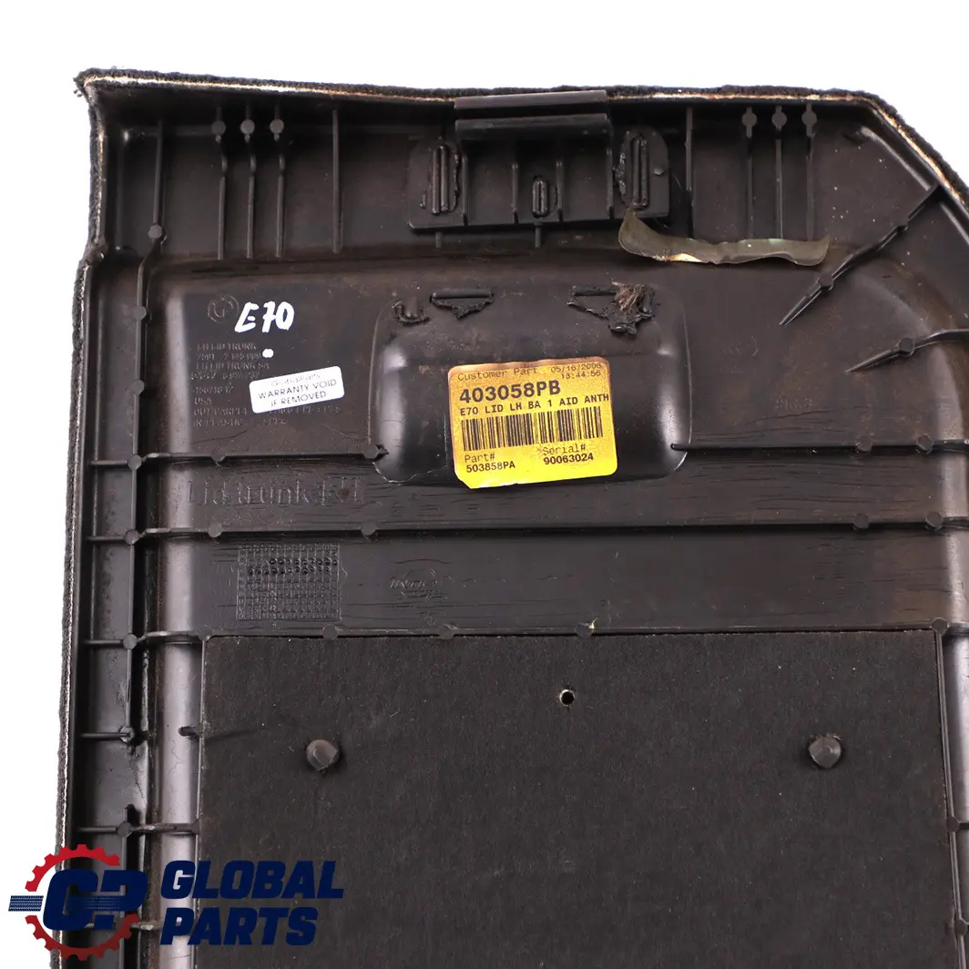 BMW X5 E70 Rear Trunk Trim Carpet Flap Boot Panel Left N/S Black - SKU 9115619 - Part number 7145909