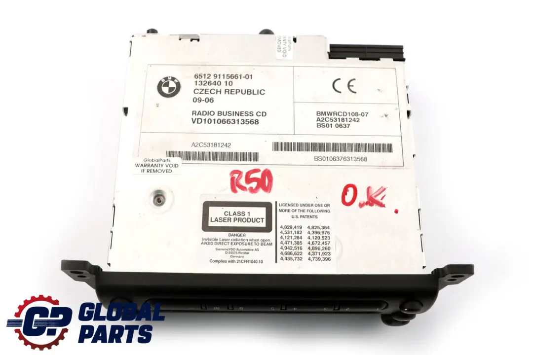 Radio Boost Lettore CD Testa per Mini Cooper One R50 R52 R53 con numero di parte 9136412 Mini Cooper One R50 R52 R53 Radio Boost Lettore CD Testa - SKU 9115661 - Numero di parte 9136412