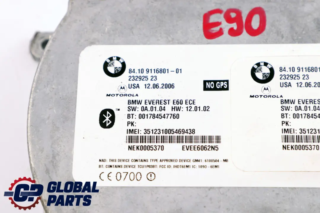 Modulo Vivavoce BMW E60 E90 Everest Motorola Telefono Senza GPS per con numero di parte 9231093 Modulo Vivavoce BMW E60 E90 Everest Motorola Telefono Senza GPS - SKU 9116801 - Numero di parte 9231093