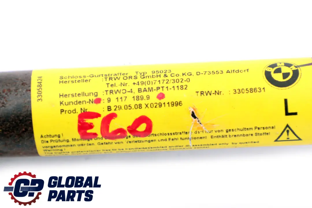 BMW 5 Series E60 E61 LCI Lower Seat Belt Rear Left N/S Tensioner - SKU 9117189 - Part number 72116975363