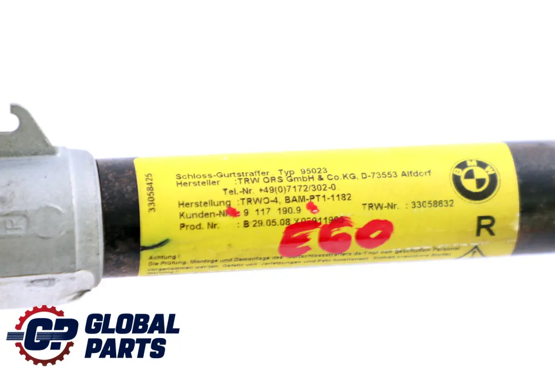 Lower Belt With Right O/S Belt Tensioner to BMW 5 Series E60 E61 LCI with Part number 9117190 BMW 5 Series E60 E61 LCI Lower Belt With Right O/S Belt Tensioner - SKU 9117190 - Part number 9117190