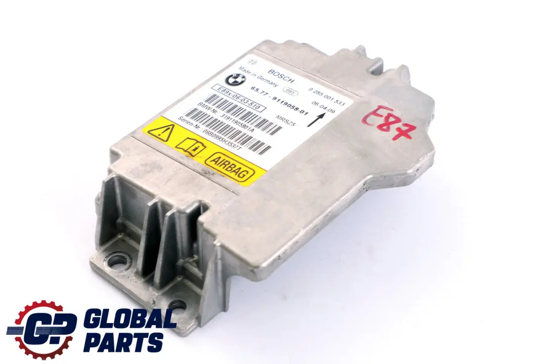 Airbag Control Unit ECU NO CRASH DATA BMW E81 E87 E90 E91 - SKU 9119058 - Part number 9119058