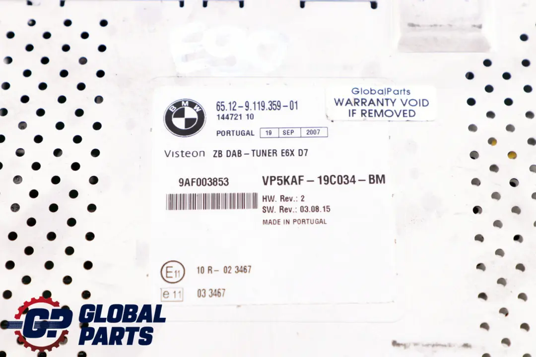 DAB Radio Tuner Modul Einheit für BMW E60 E61 E63 E81 E87 E90 E91 mit Teilenummer 9119355 BMW E60 E61 E63 E81 E87 E90 E91 DAB Radio Tuner Modul Einheit - SKU 9119359 - Teilenummer 9119355