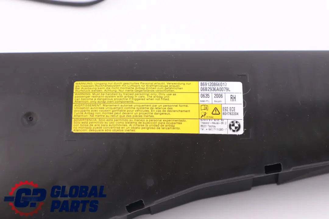 Unidad Asiento Módulo Aire Lateral Delantero Derecho para BMW E92 con número de pieza 9120866 BMW E92 Unidad Asiento Módulo Aire Lateral Delantero Derecho - SKU 9120866 - Número de pieza 9120866