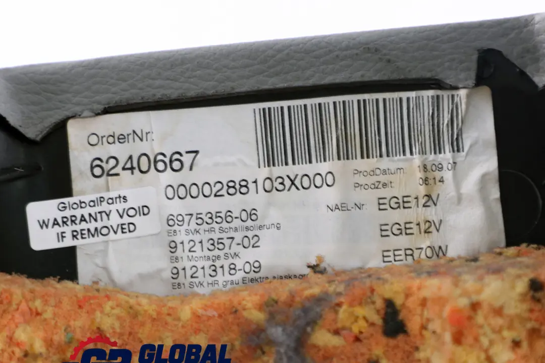 Lateral Panel Rear Right O/S Cloth Elektra Alaskagrau Grey to BMW 1 Series E81 with Part number 9121318 BMW 1 Series E81 Lateral Panel Rear Right O/S Cloth Elektra Alaskagrau Grey - SKU 9121318 - Part number 9121318