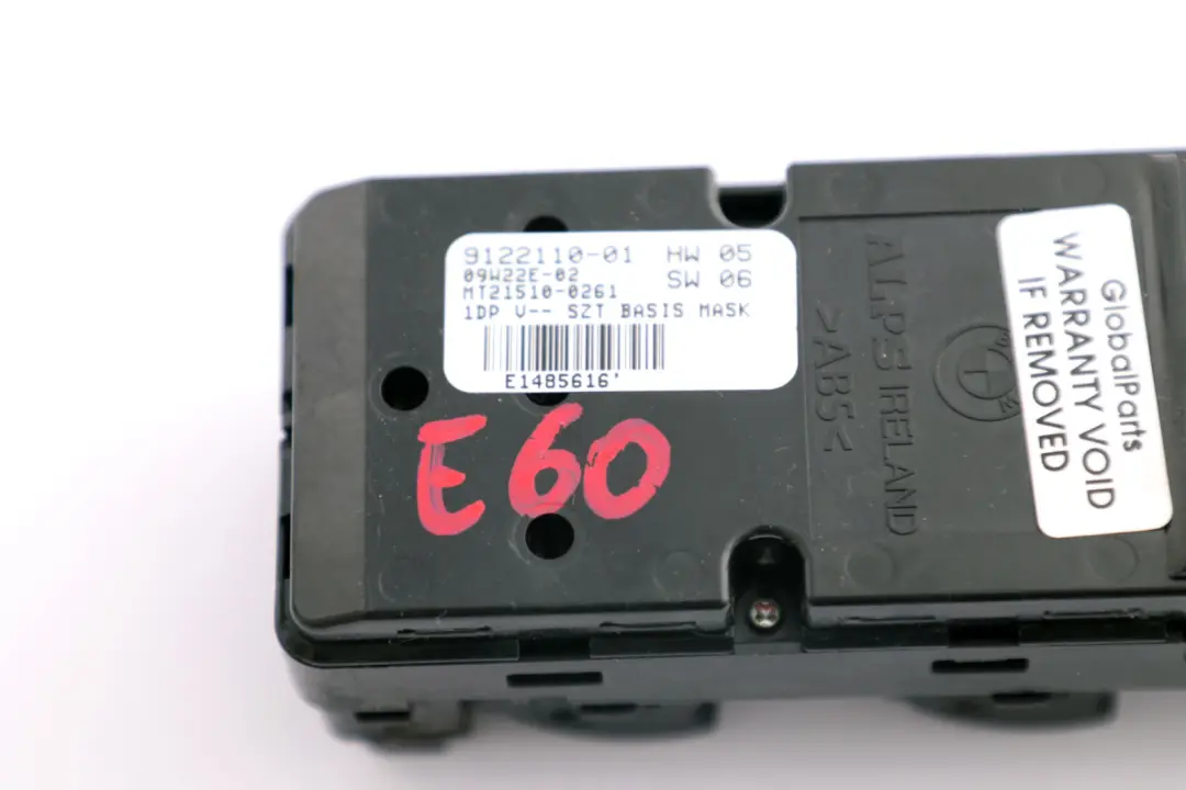  Interruptor Elevalunas BMW E60 E61 LCI Lado Derecho Del Conductor - SKU 9122110 - Número de pieza 9122110
