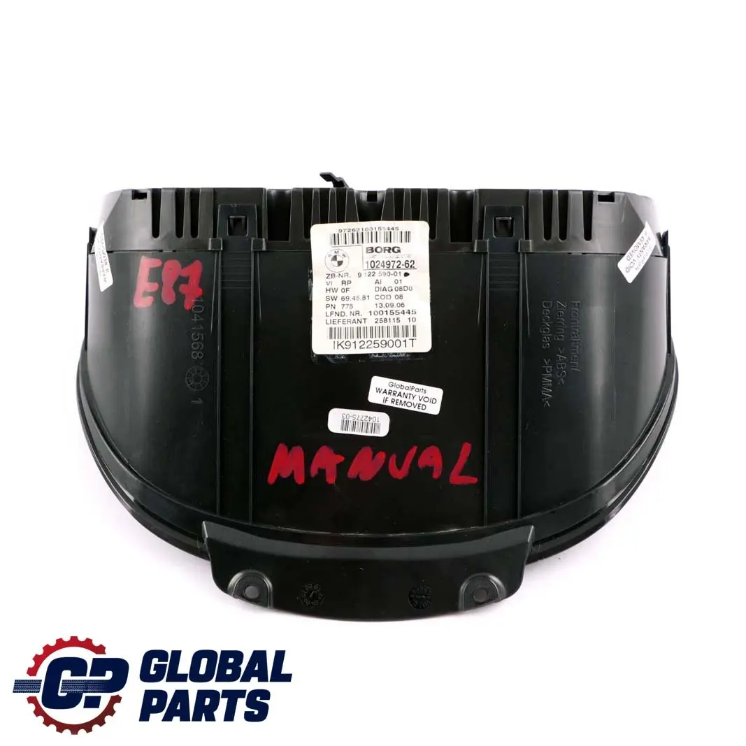 BMW 1 Series E87 130i N52 Instrument Cluster Speedo Clocks MPH Manual - SKU 9122590 - Part number 9122590