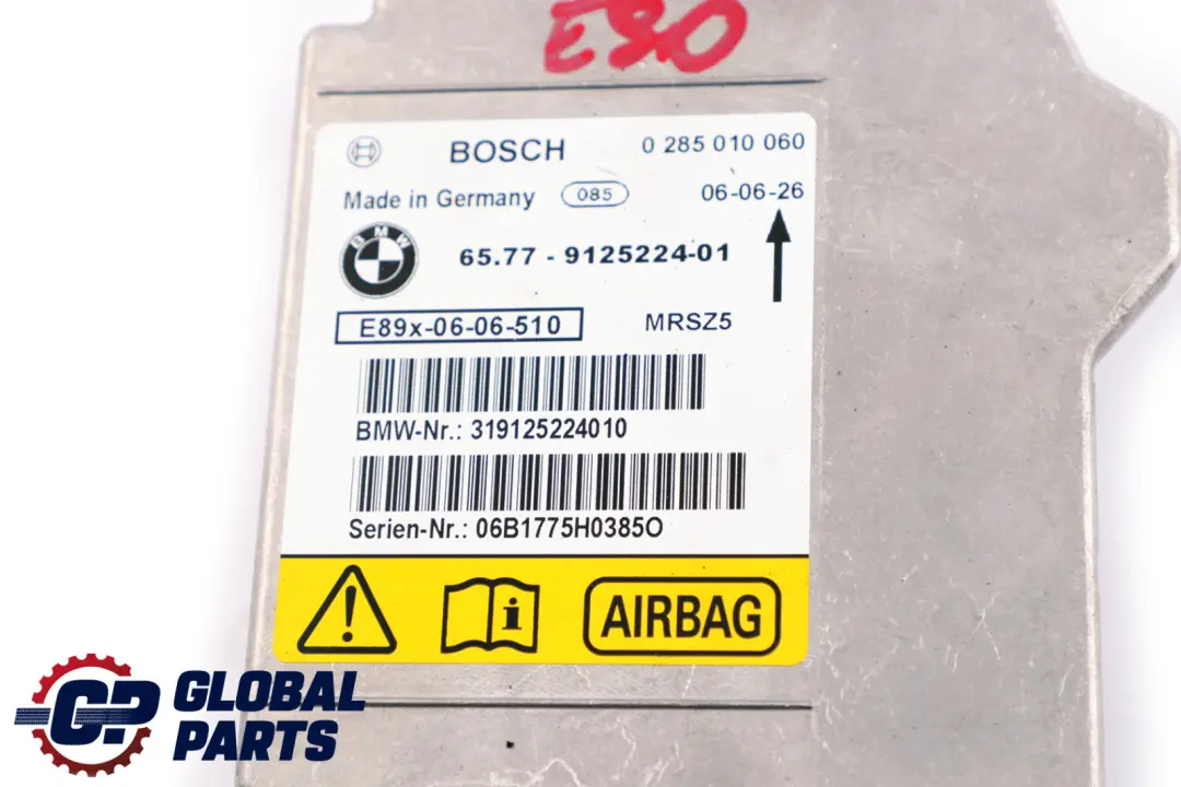 BMW 1 3 SERIES E87 E90 E91 Control Unit Airbag ECU NO CRASH DATA - SKU 9125224 - Part number 65779125224