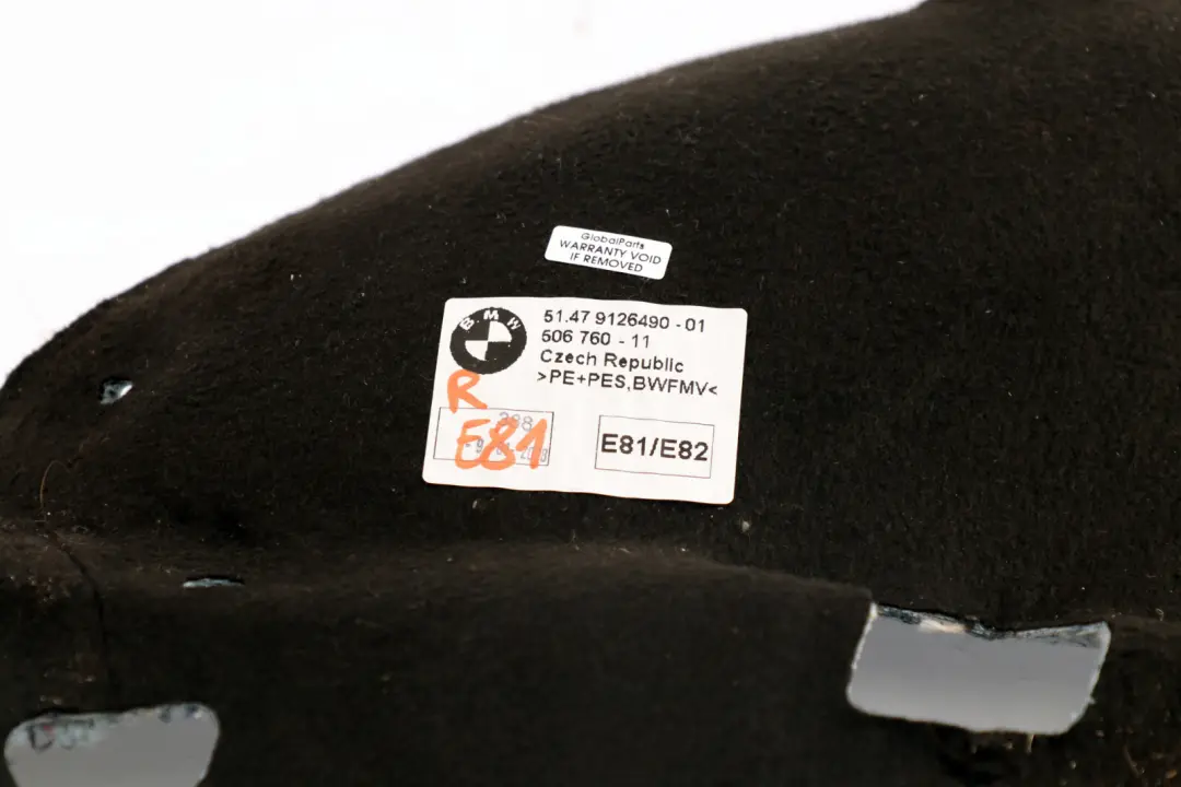BMW E81 E82 E87 LCI Schalldämmung Radkasten hinten rechts - SKU 9126490 - Teilenummer 9126490