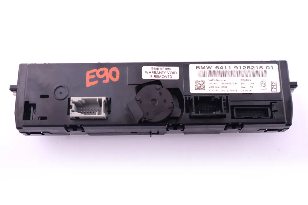 Controles Automaticos De Aire Acondicionado para BMW E81 E87 E90 E91 E92 con número de pieza 9128215 BMW E81 E87 E90 E91 E92 Controles Automaticos De Aire Acondicionado - SKU 9128215 - Número de pieza 9128215