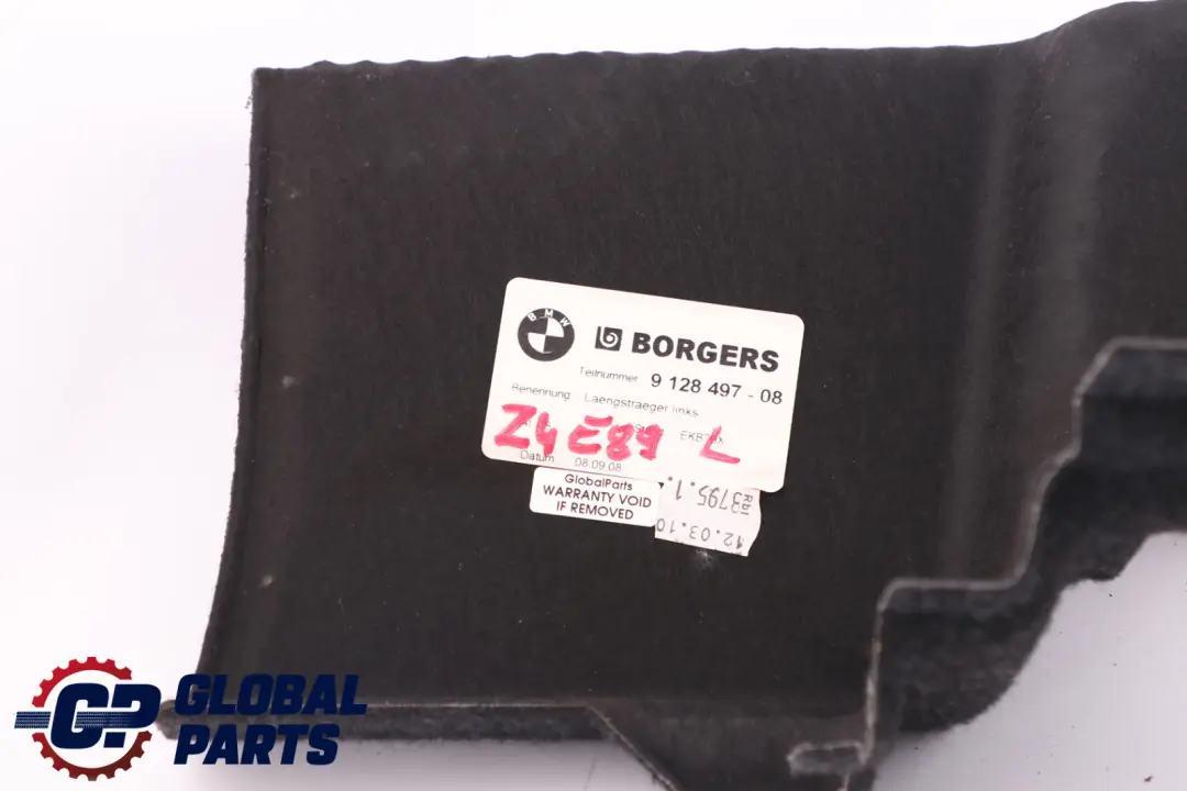 BMW Z4 E89 Convertible Roadster Izquierda N / Boot Trunk Lid Panel Inferior - SKU 9128497 - Número de pieza 9128497