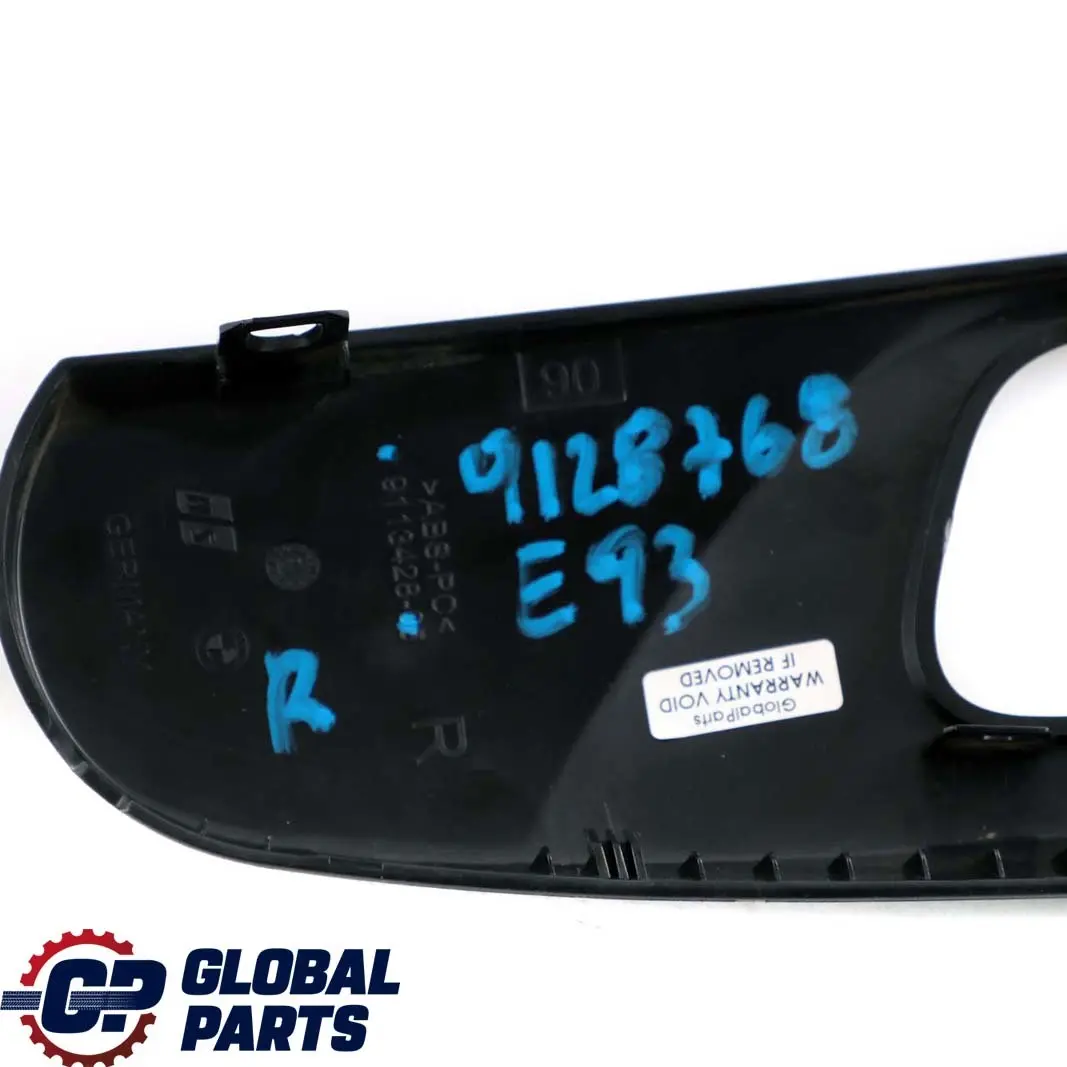 Front Covering Outer Right O/S Cover Trim Black 9113428 BMW E93 Seat - SKU 9128768 - Part number 9129280