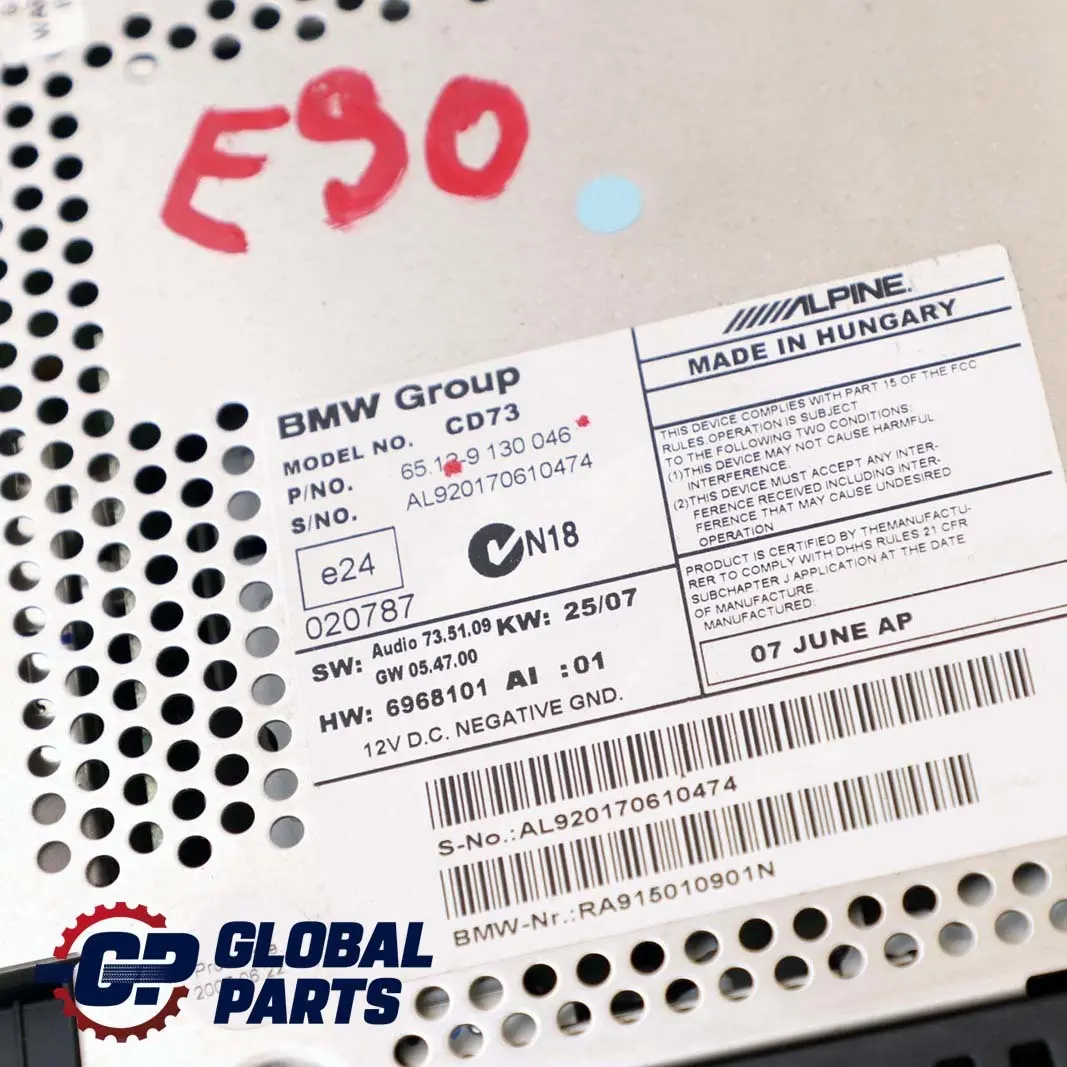 BMW 1 3 er E81 E87 E90 E91 E92 E93 Radio Professional CD - SKU 9130046 - Teilenummer 9130046