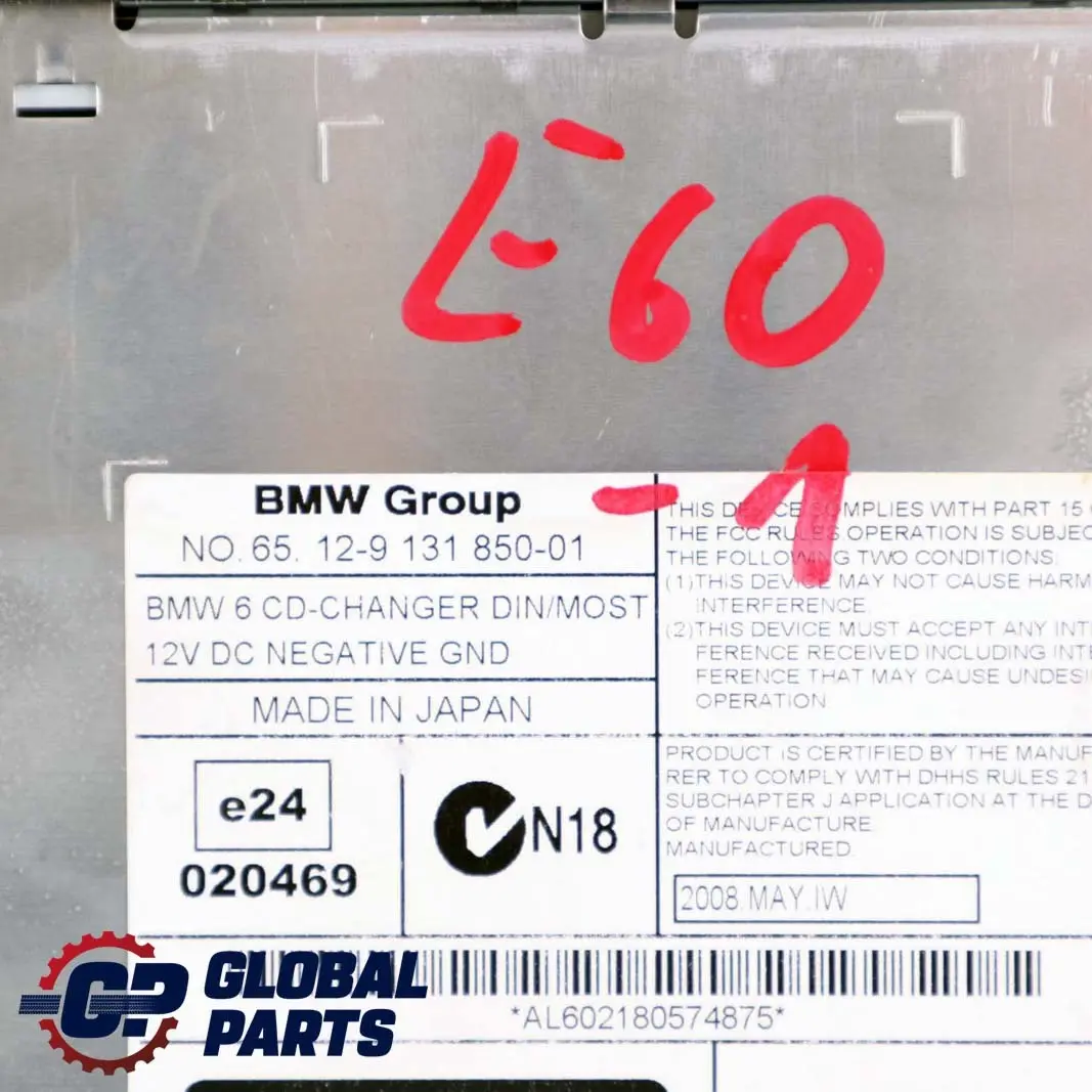 BMW 5 6 Series E60 E61 E63 6-DISC Compact CD Changer With Magazine - SKU 9131850-1 - Part number 9131850