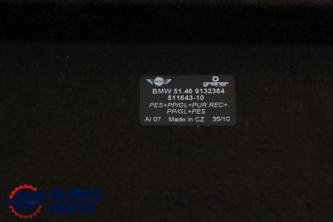 Mini R57 Cabrio Fenêtre arrière Tablette de colis Garniture de coffre - SKU 9132384 - Numéro de pièce 9132384
