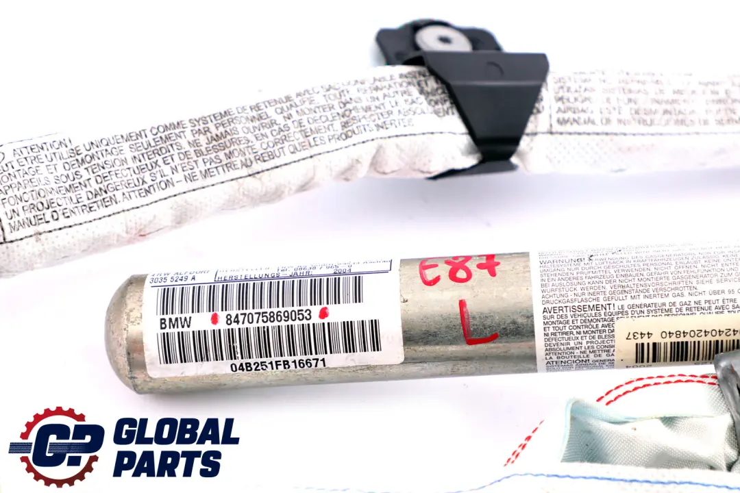 Left Rideau de toit avec airbag de tête droit pour BMW E87 E87N à propos du numéro de pièce 7075869 BMW E87 E87N Left Rideau de toit avec airbag de tête droit - SKU 9132877 - Numéro de pièce 7075869