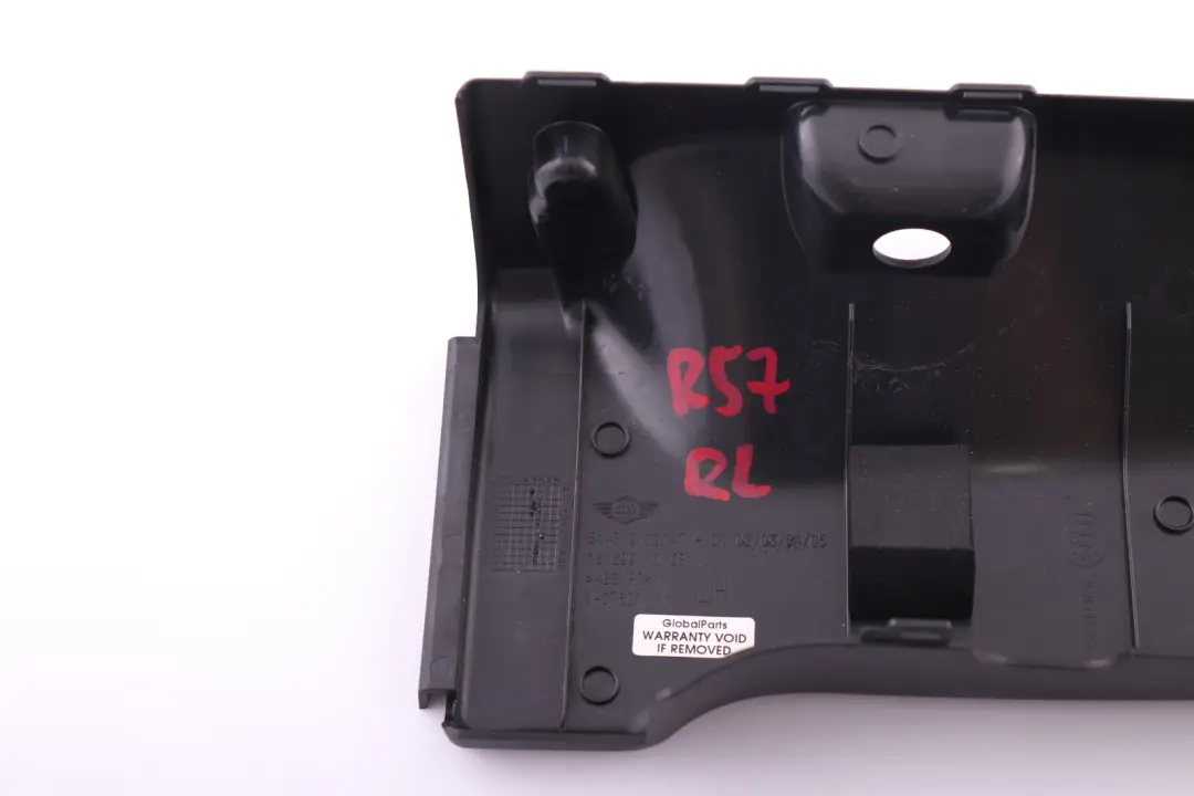 Mini R57 LCI Tapa Cinturon Trasero Izquierdo Embellecedor Salida Negro - SKU 9133147 - Número de pieza 9133147