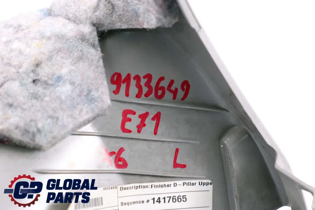 BMW X6 er E71 Blende D Säule Links Himmelgrau - SKU 9133649 - Teilenummer 6350581