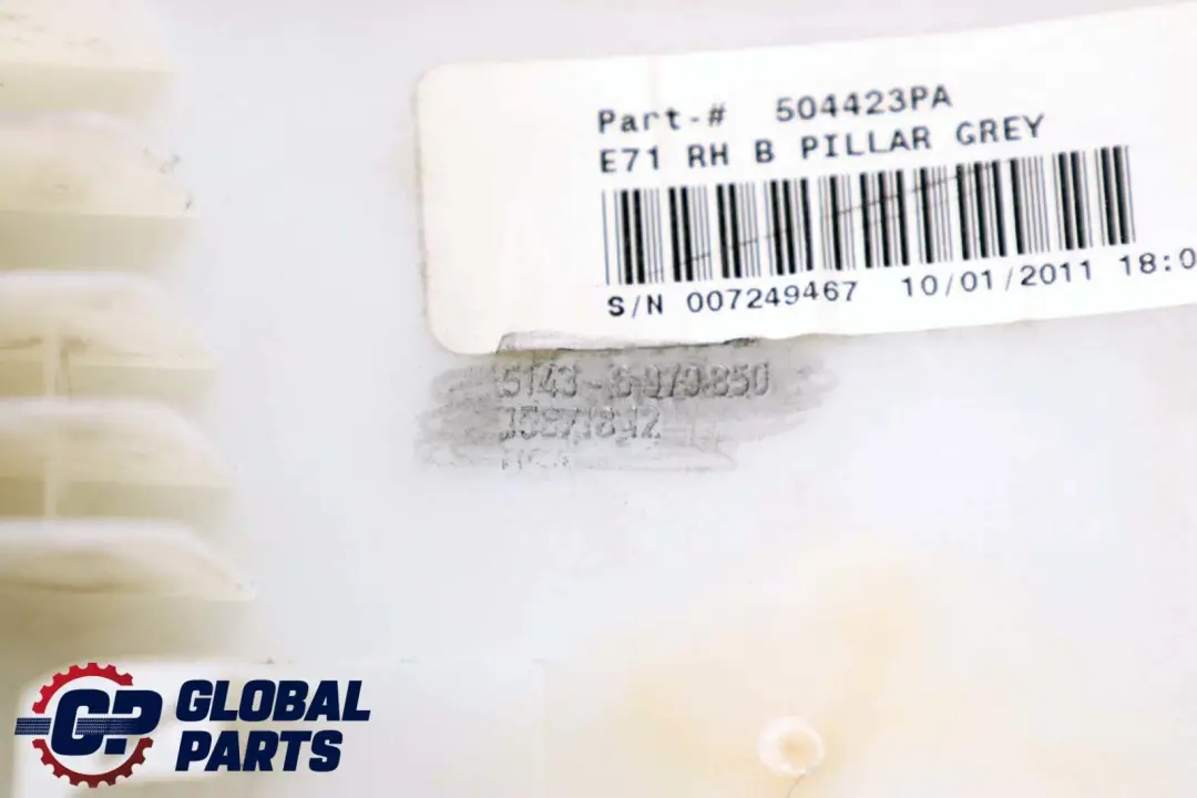 BMW X6 er E71 Blende B-Säule Oben Rechts Himmelgrau Grau 6979850 - SKU 9133852 - Teilenummer 9133852