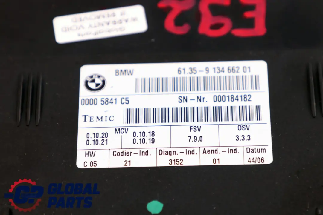 Asiento Unidad Control Módulo ECU para BMW E87 E90 E91 E92 con número de pieza 9196936 BMW E87 E90 E91 E92 Asiento Unidad Control Módulo ECU - SKU 9134662 - Número de pieza 9196936