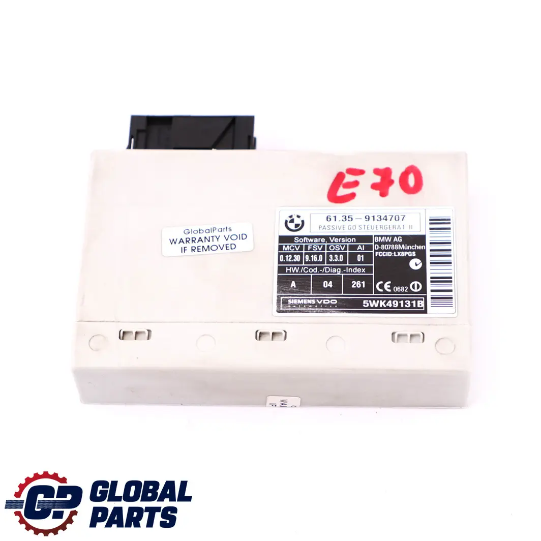 Control Unit Module Passive Go to BMW X5 E60 E61 E63 E64 E70 with Part number 9134707 BMW X5 E60 E61 E63 E64 E70 Control Unit Module Passive Go - SKU 9134707 - Part number 9134707