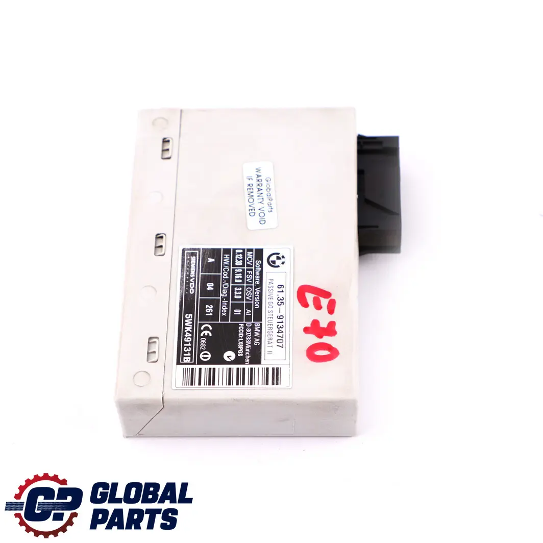 Control Unit Module Passive Go to BMW X5 E60 E61 E63 E64 E70 with Part number 9134707 BMW X5 E60 E61 E63 E64 E70 Control Unit Module Passive Go - SKU 9134707 - Part number 9134707