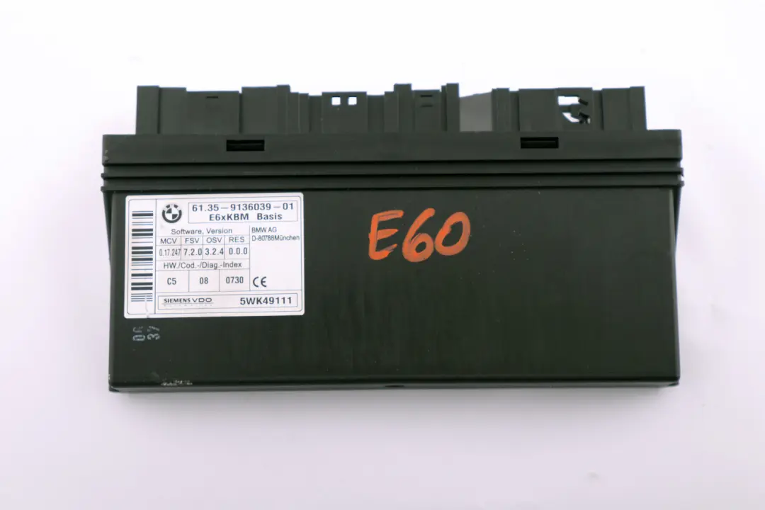 Módulo Control Carrocería ECU Unidad Control para BMW E60 E63 con número de pieza 9136039 BMW E60 E63 Módulo Control Carrocería ECU Unidad Control - SKU 9136039 - Número de pieza 9136039
