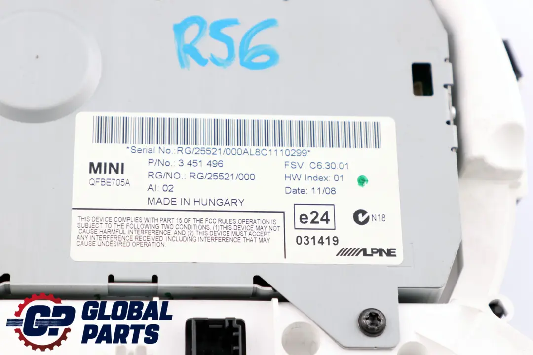 Instrument Cluster Speedo Navigation Display Screen to BMW Mini R55 R56 with Part number 9136200 BMW Mini R55 R56 Instrument Cluster Speedo Navigation Display Screen - SKU rhd-9136200 - Part number 9136200