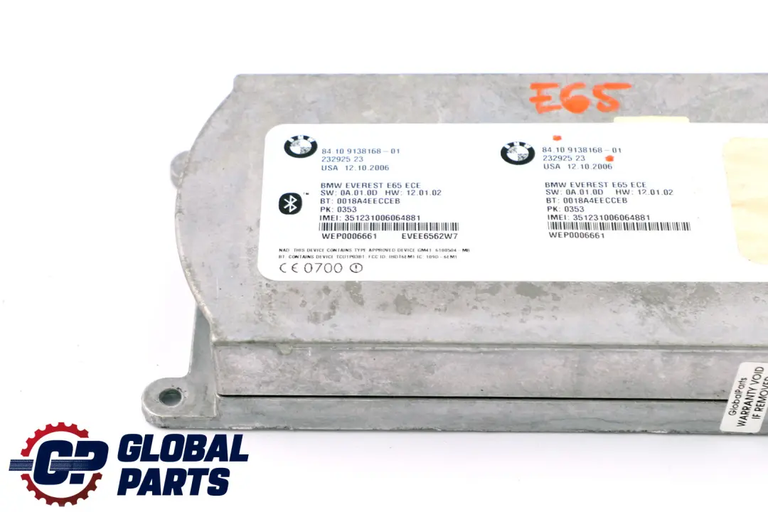 Module De Commande Télématique Bluetooth pour BMW E61 E65 X5 E70 à propos du numéro de pièce 9149615 BMW E61 E65 X5 E70 Module De Commande Télématique Bluetooth - SKU 9138168 - Numéro de pièce 9149615