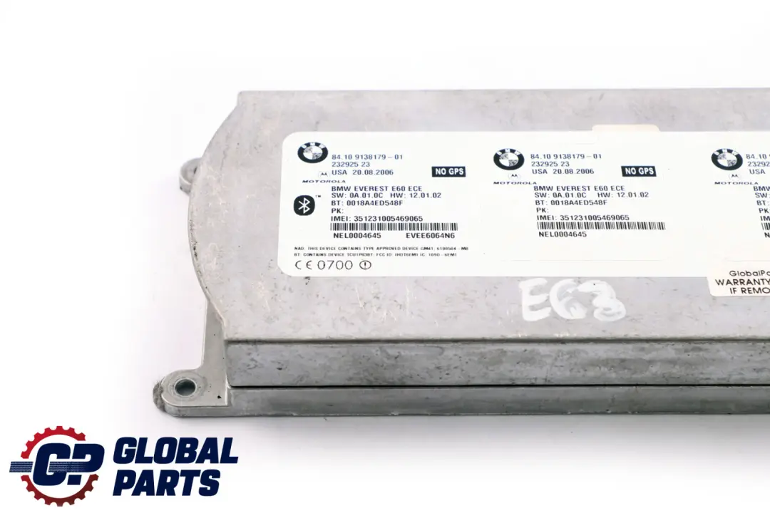 Telematics Bluetooth Steuergerät für BMW 5 X5 er E61 E63 E70 mit Teilenummer 9138179 BMW 5 X5 er E61 E63 E70 Telematics Bluetooth Steuergerät - SKU 9138179 - Teilenummer 9138179