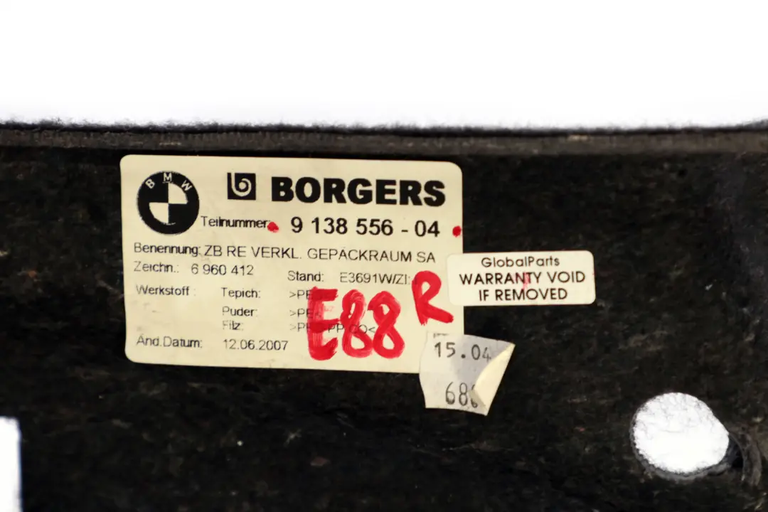 BMW 1 er E88 Cabrio Verkleidung Gepäckraum Rechts Schwarz Black - SKU 9138556 - Teilenummer 9138556