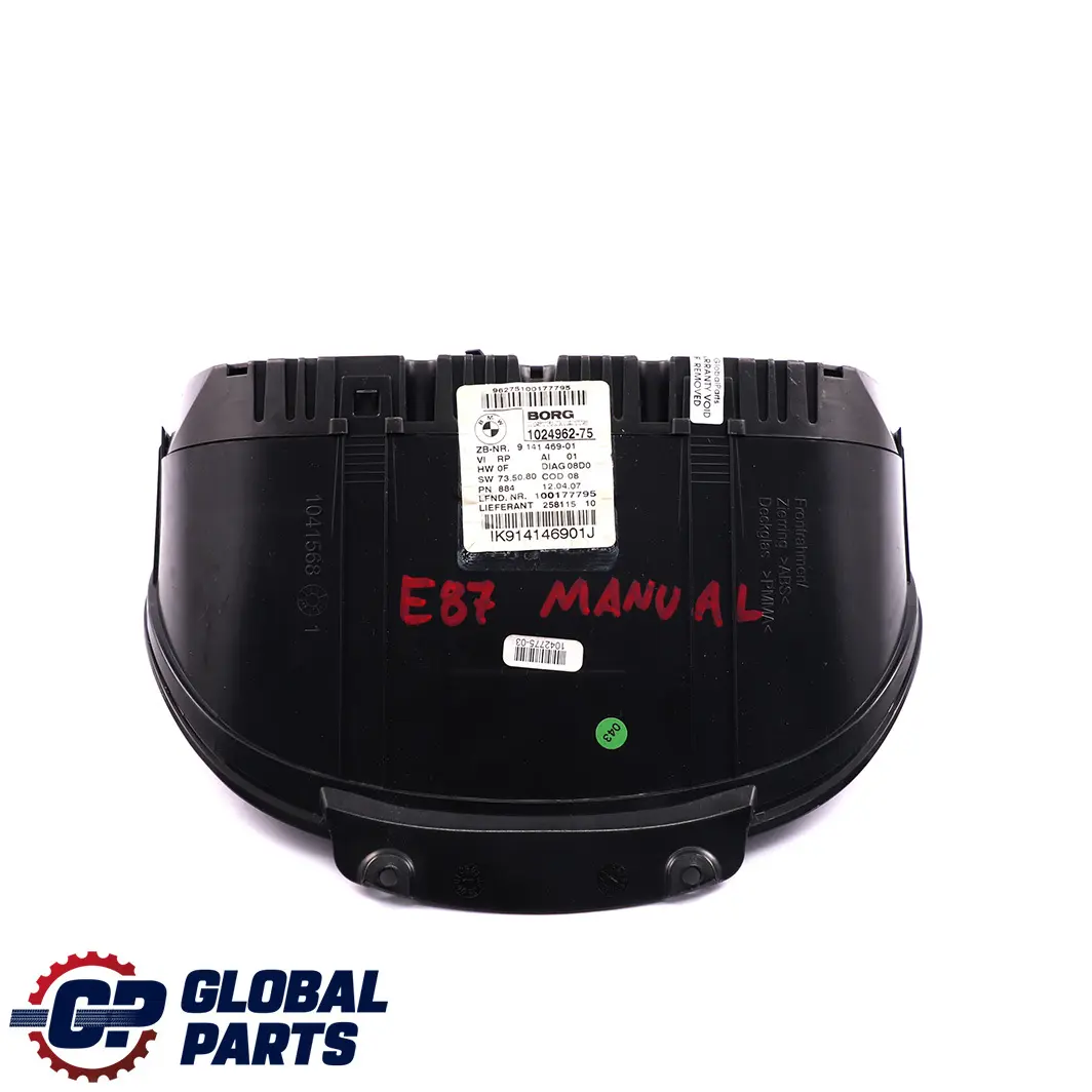 BMW 1 Series E81 E82 E87 Petrol Instrument Cluster Speedo Clocks Manual - SKU 9141469 - Part number 9283794