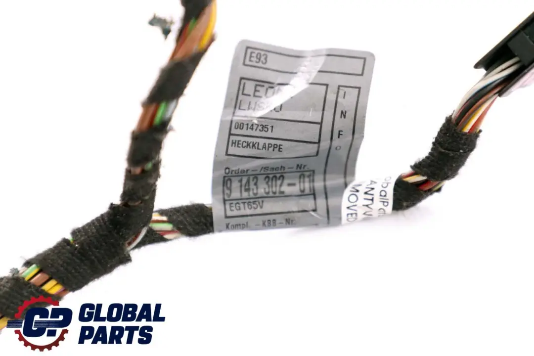 Wiring Loom Harness Trunk Lid to BMW E93 Cabrio Convertible Rear with Part number 9143302 BMW E93 Cabrio Convertible Rear Wiring Loom Harness Trunk Lid - SKU 9143302 - Part number 9143302