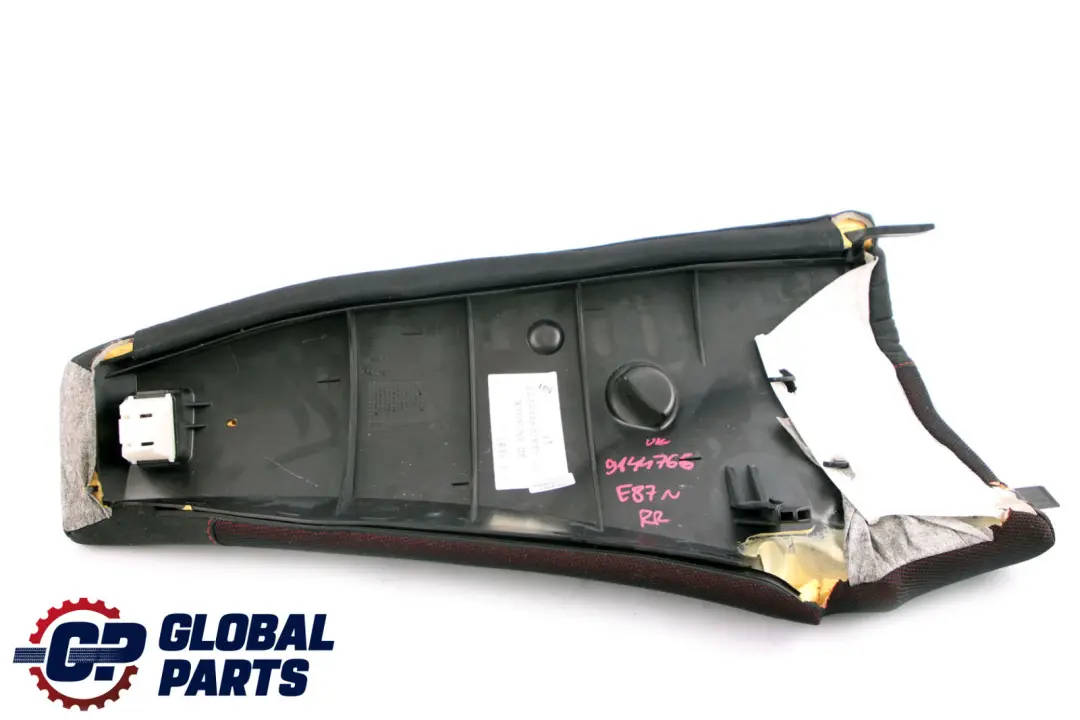 BMW E87 LCI Rücksitz Seitenverkleidung Ecke Rechts Schwarz Stoff Netzwerk Rot - SKU 9144766 - Teilenummer 9144766