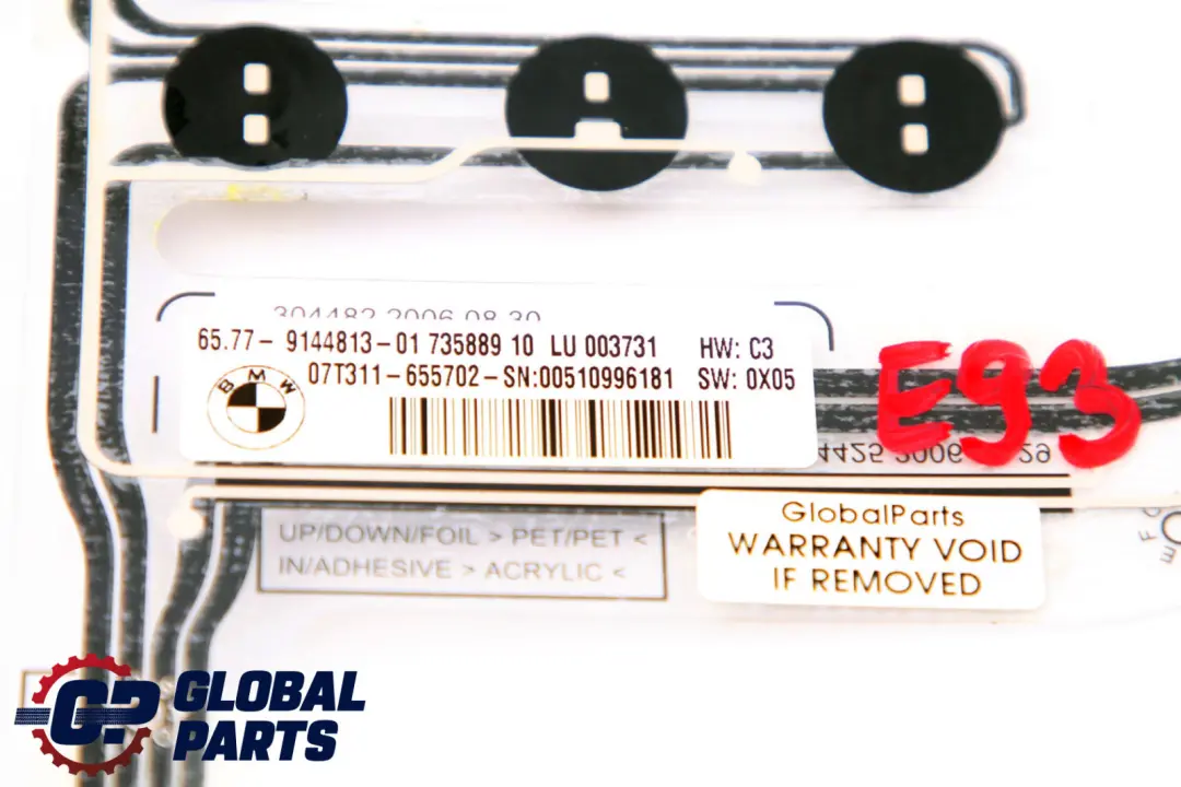 Beifahrerseite Beifahrersitz Vordersitz Sensor Matte für BMW E93 Cabrio mit Teilenummer 9144813 BMW E93 Cabrio Beifahrerseite Beifahrersitz Vordersitz Sensor Matte - SKU 9144813 - Teilenummer 9144813