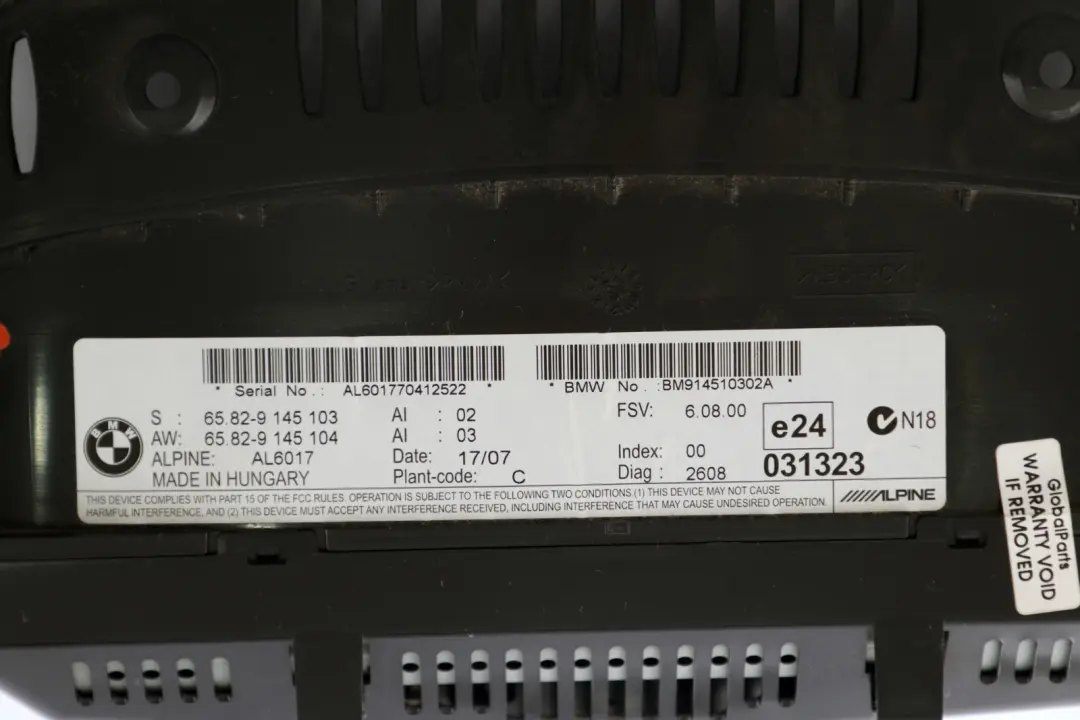 BMW E60 E63 E64 Navi Bordmonitor Bildschirm Steuergerät 6,5" - SKU 9145103 - Teilenummer 9151976