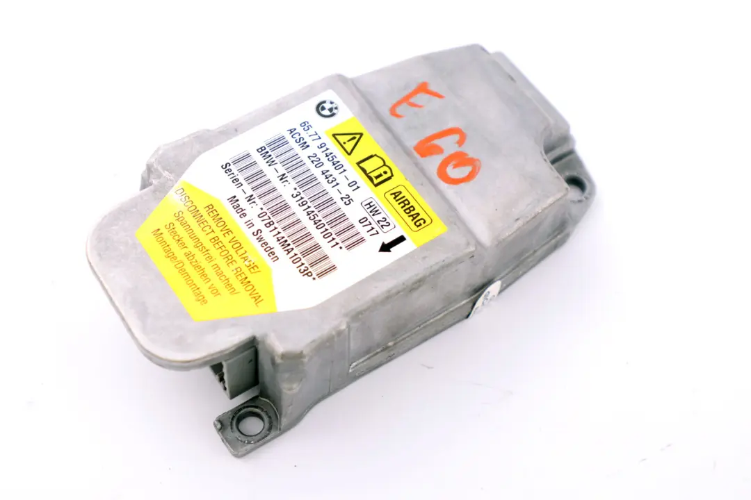 Moduł Sterownik Poduszki Powietrznej do BMW E60 E61 o numerze 9160558 BMW E60 E61 Moduł Sterownik Poduszki Powietrznej - SKU 9145401 - Numer Części 9160558