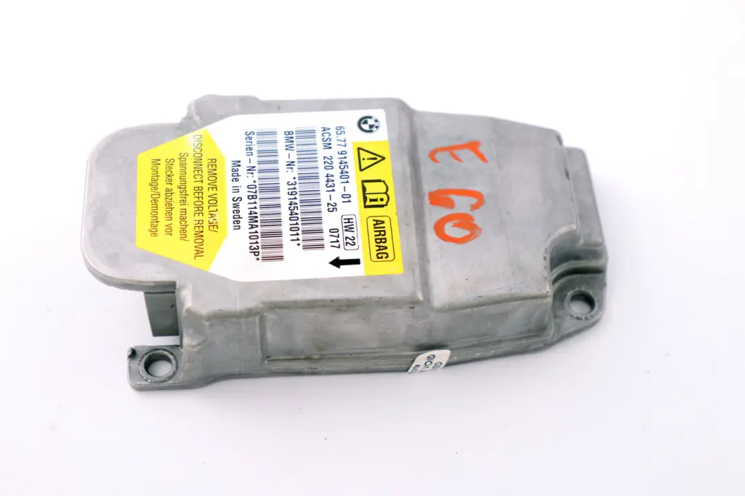 Airbag ECU Control Unit Module to BMW 5 Series E60 E60N E61 E61N LCI with Part number 9160558 BMW 5 Series E60 E60N E61 E61N LCI Airbag ECU Control Unit Module - SKU 9145401 - Part number 9160558