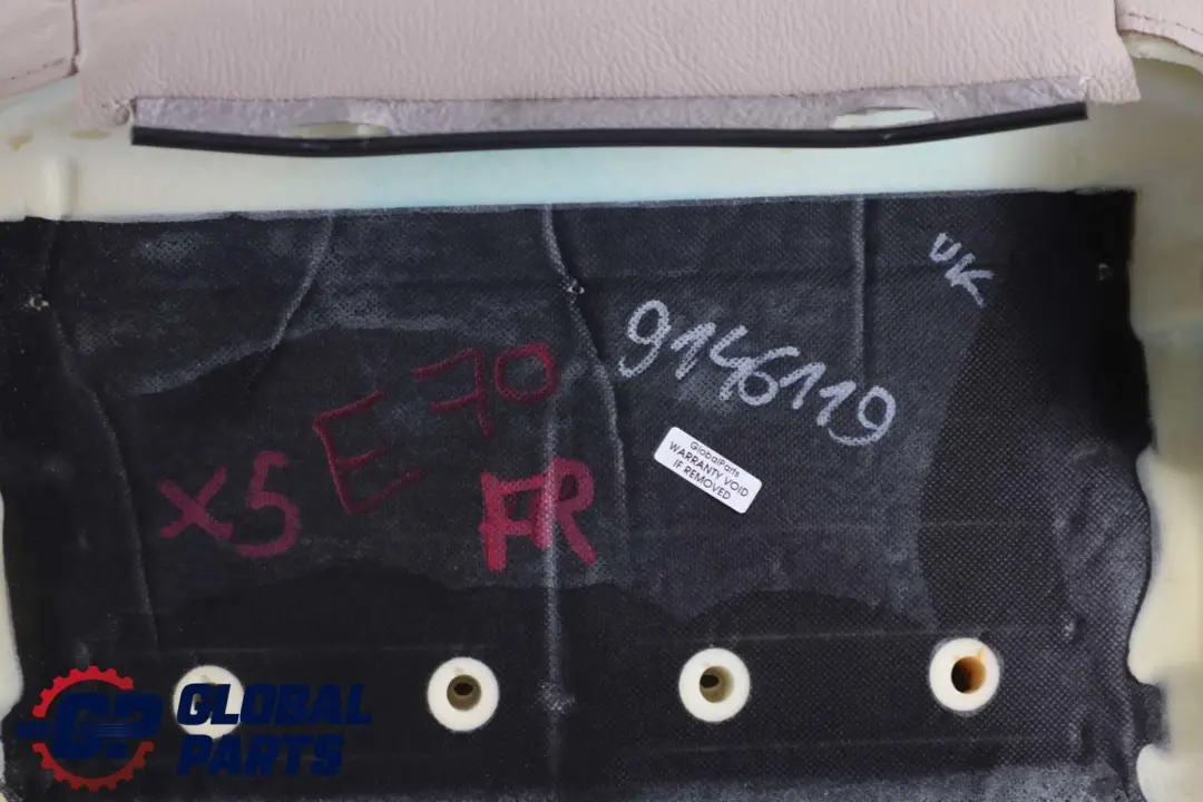 Housse de dossier de siège avant droit sport chauffant Cuir Oyster pour BMW E70 E71 à propos du numéro de pièce 9146119 BMW E70 E71 Housse de dossier de siège avant droit sport chauffant Cuir Oyster - SKU 9146119 - Numéro de pièce 9146119