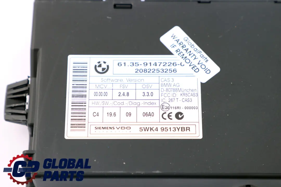 BMW 1 3 5 Serie E60 E87 E90 CAS 3 ECU Boitier de commande CAS3 Module - SKU 9147226 - Numéro de pièce 9147226