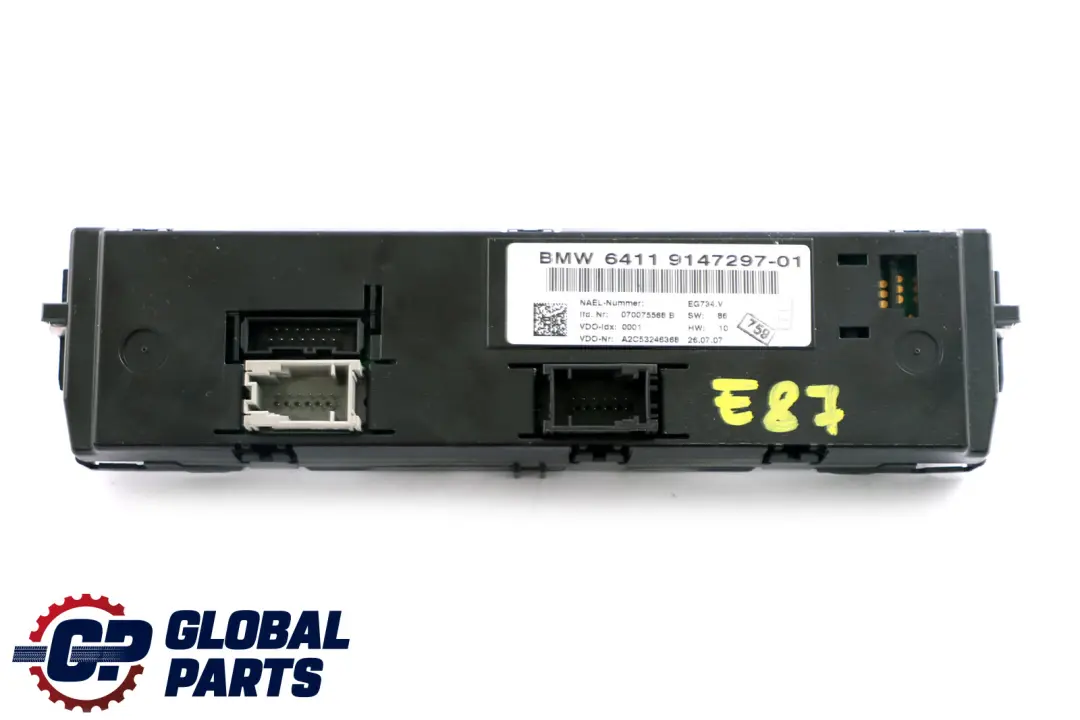  A/C Panel BMW E81 E87 E87N E90 LCI E91 E92 Air Conditioning Control - SKU 9147297 - Part number 9147297