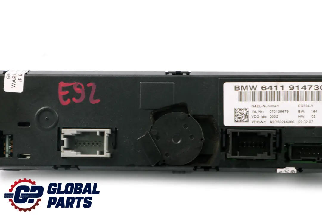 Panel Sterowania Nawiewu Klimatyzacji do BMW E92 E93 o numerze 9147300 BMW E92 E93 Panel Sterowania Nawiewu Klimatyzacji - SKU 9147300 - Numer Części 9147300