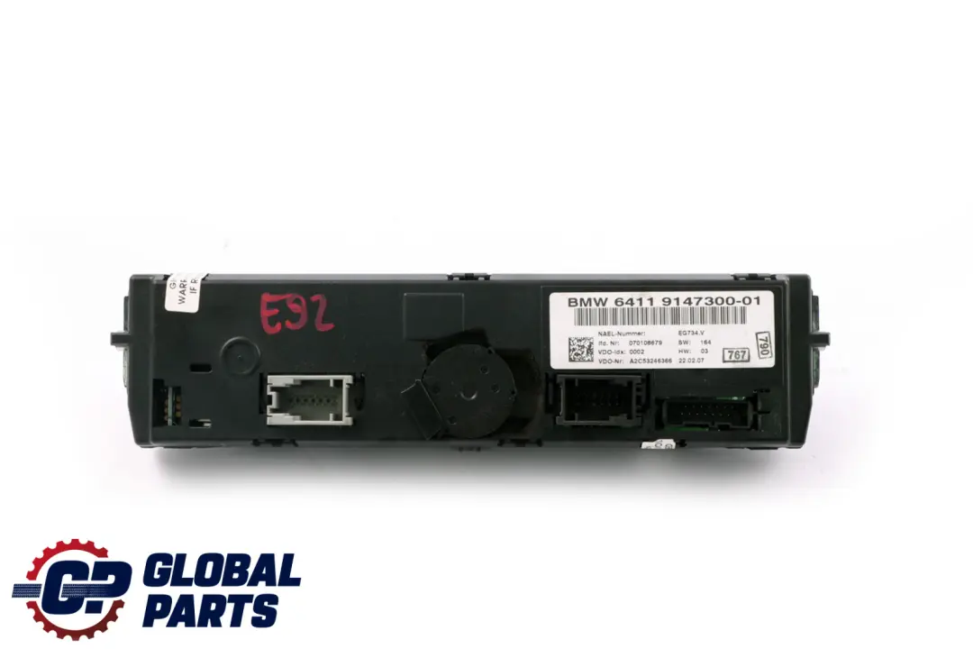 BMW E92 E93 Panneau De Commande De Climatisation Automatique - SKU 9147300 - Numéro de pièce 9147300