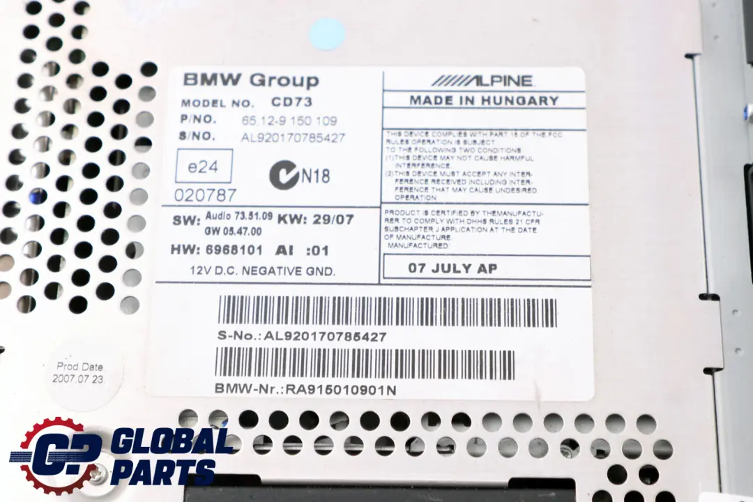 Radio CD Professional 6512 to BMW E81 E87 E90 E91 E92 with Part number 9150109 BMW E81 E87 E90 E91 E92 Radio CD Professional 6512 - SKU 9150109 - Part number 9150109