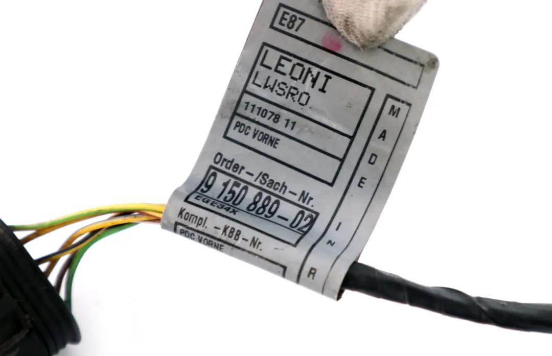 Front PDC Parking Distance Control Loom Wiring to BMW E81 E87 LCI with Part number 9150889 BMW E81 E87 LCI Front PDC Parking Distance Control Loom Wiring - SKU 9150889 - Part number 9150889