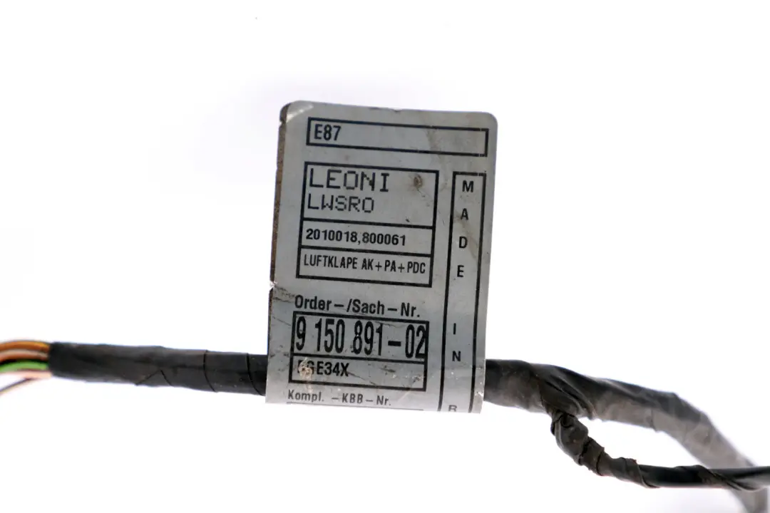 BMW 1 Series E81 E82 E87N LCI E88 Wiring Cable Air Flap PDC Front - SKU 9150891 - Part number 9150891