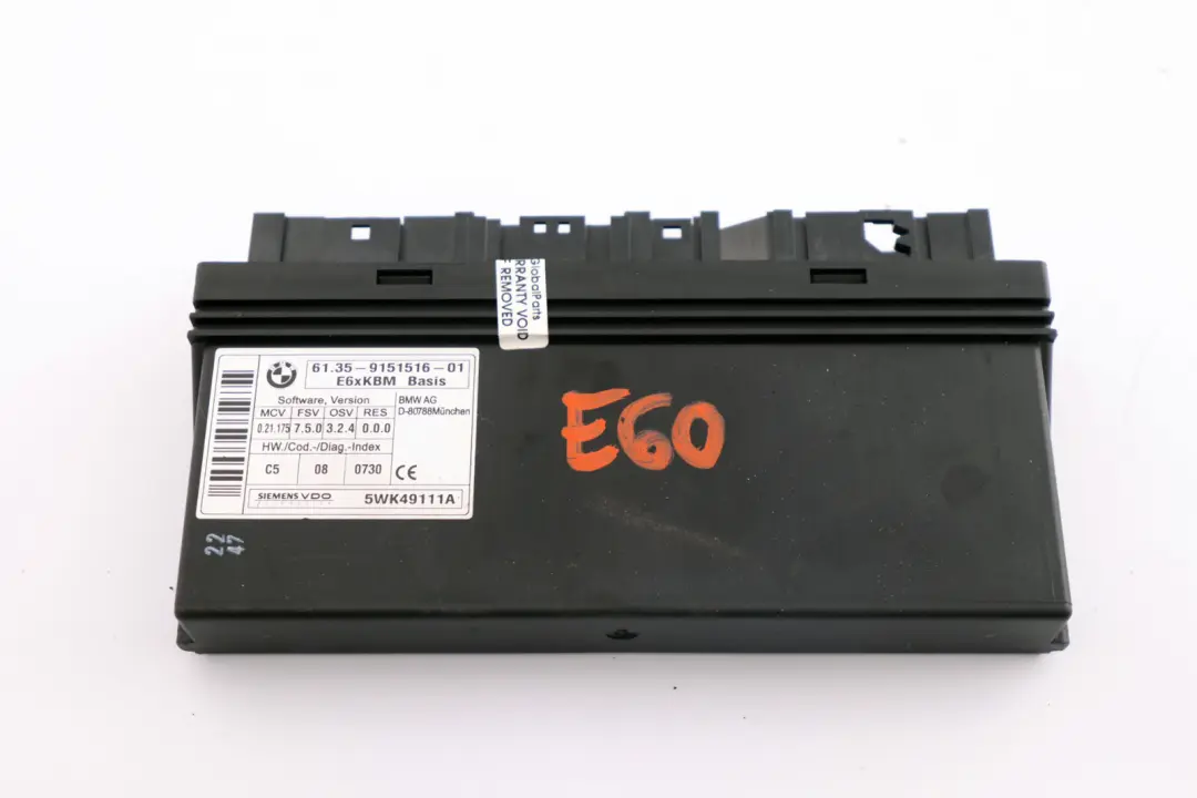Body Control Unit Module BMW E60 E63 E64 LCI - SKU 9151516 - Part number 9176069