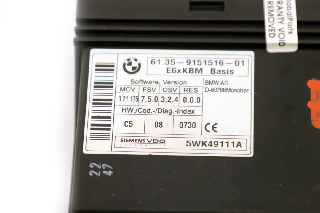 Body Control Unit Module BMW E60 E63 E64 LCI - SKU 9151516 - Part number 9176069