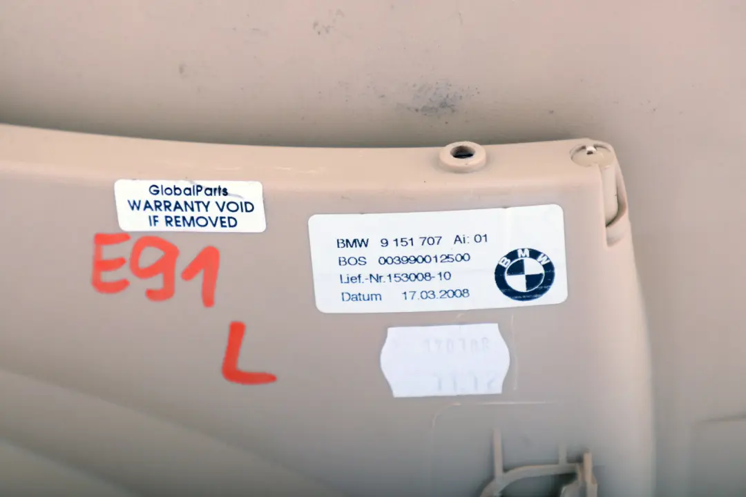 BMW E91 LCI Osłona Słupka Górna Tylna Lewa Beżowa - SKU 9151707 - Numer Części 9151707