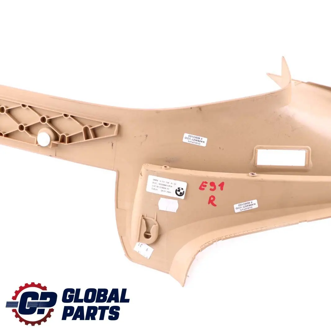 BMW 3 Series E91 LCI Cover Column D Windscreen Window Trim Beige O/S Right - SKU 9151708 - Part number 9151708
